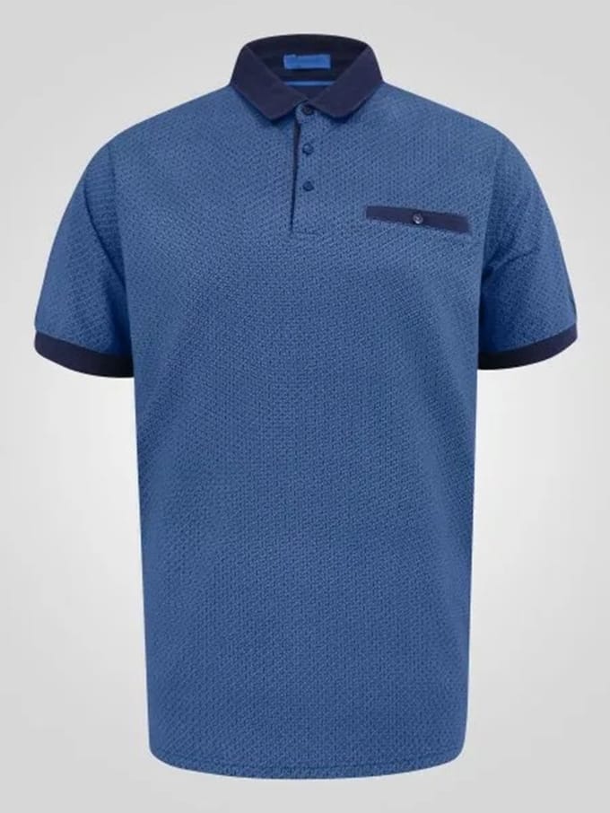 Duke MURRAY-D555 AO Printed Jacquard Collar And Cuff S/S Polo Maat 2XL BIG SIZE