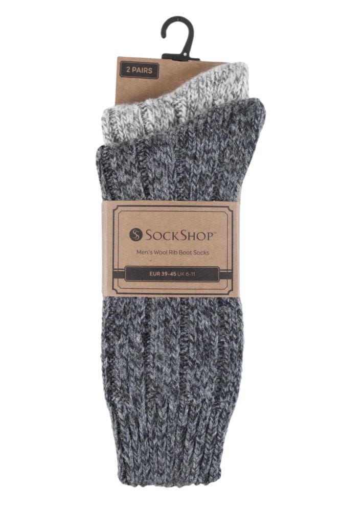 2 paar dikke winter warme gebreide wollen laarzensokken - SS131 Dark