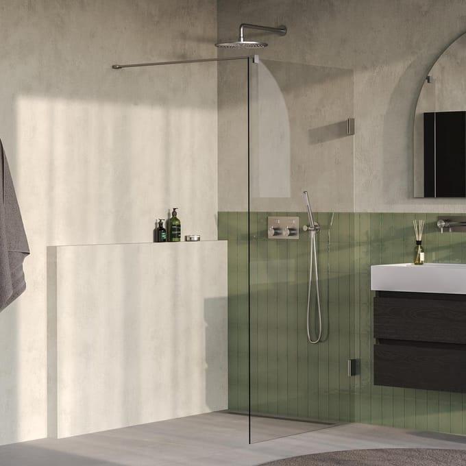 Brauer Void inloopdouche helder glas 100x200cm incl. glascoating PVD RVS-kleurig geborsteld