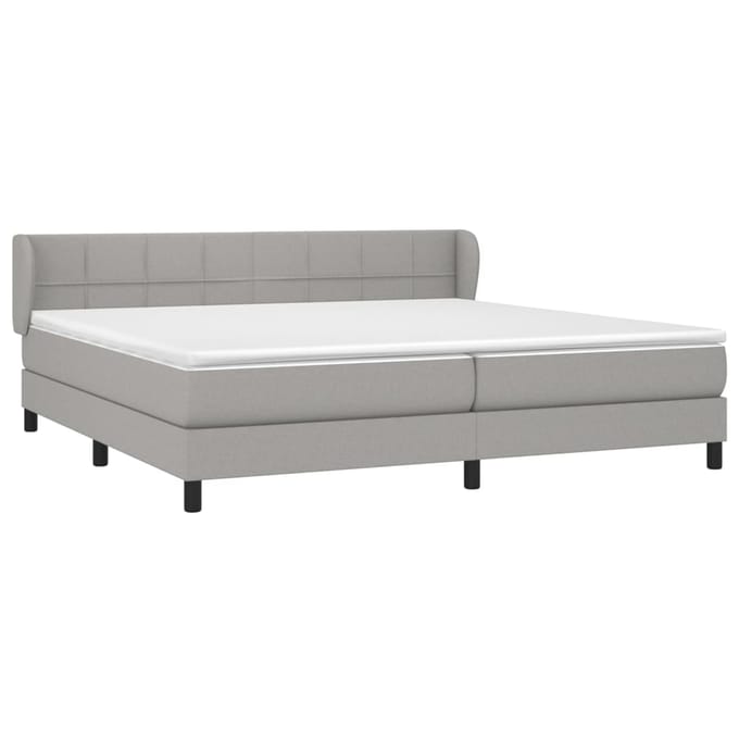 vidaXL - Boxspring - met - matras - stof - lichtgrijs - 200x200 - cm