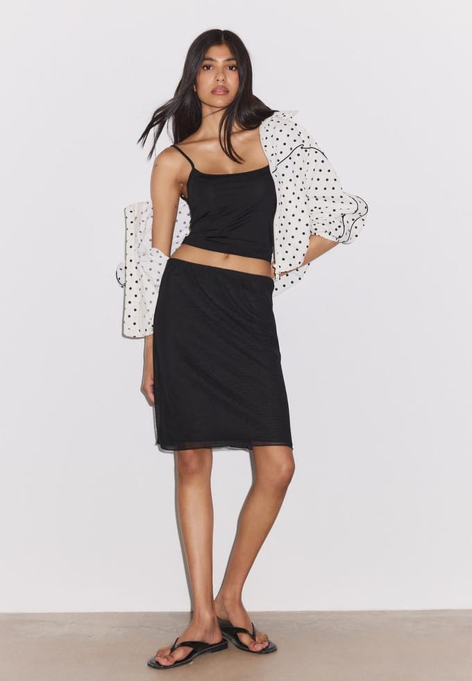 Stradivarius Midi-rok van tule  Zwart XS