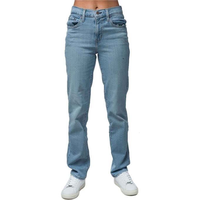Levis Damesjeans 724 van katoen met hoge taille (Lichtblauw)