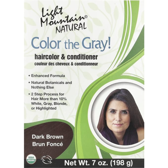 Kleur Grijs!, Natuurlijke Haarkleur & Conditioner, Donkerbruin, 198G(7 Oz) white