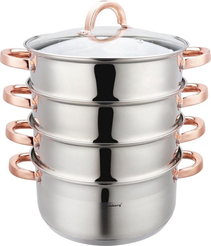 Klausberg 7736 - stoompan - 5 delig - 24 cm - 5 liter - rvs - alle warmtebronnen