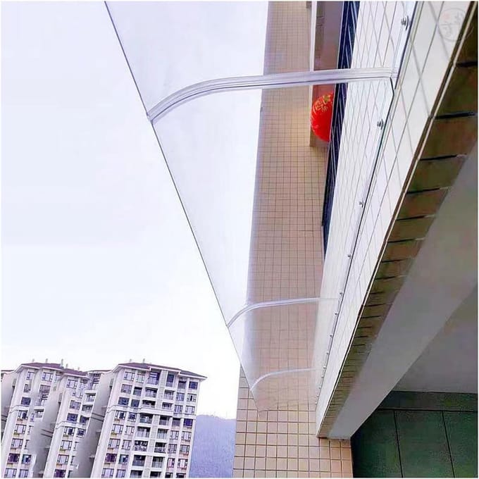 Deurluifel Polycarbonaat - Regenkap Raamluifel - Bescherming tegen Weer - Gebogen Drainage Ontwerp - 40 x 150 cm - Transparant