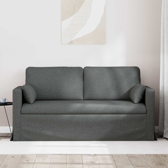 vidaXL - Bank - 2-zits - Donkergrijs - 158 - x - 78 - x - 80 - cm - Stof