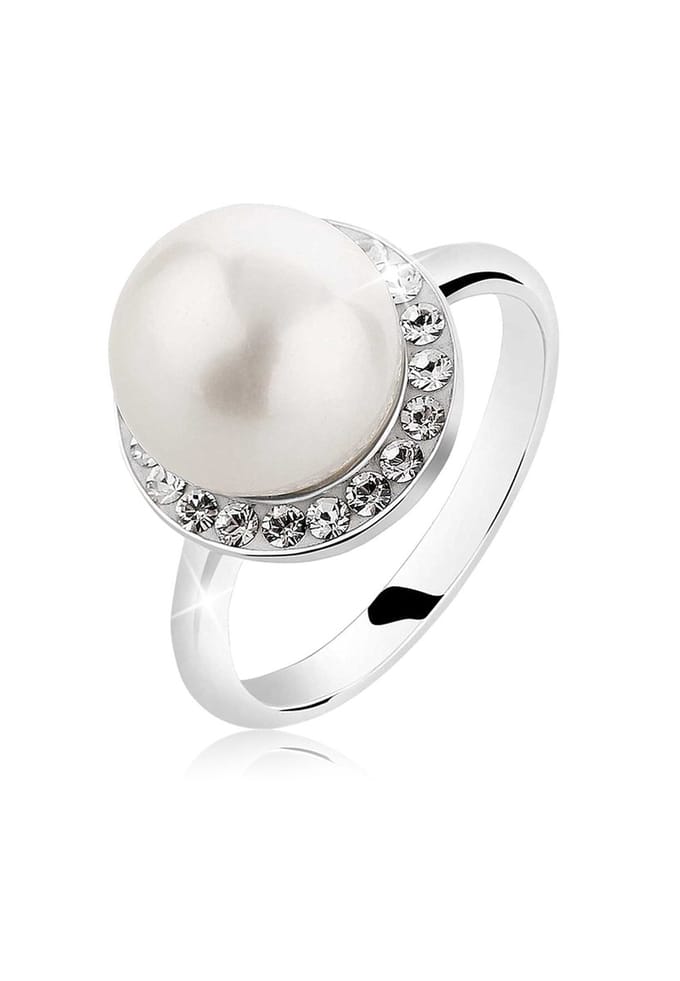 Nenalina - Ring - Muschelkern-Perle Kristalle 925 Silber - Dames