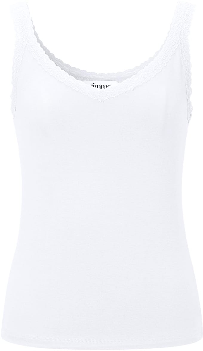 Gimme - Basic Top Lace – Gebreide Top met Kanten Detail – Elegante Onmisbare Essential - Wit - Maat M