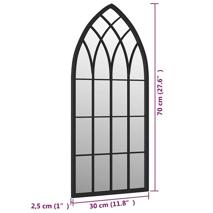 vidaXL - Tuinspiegel - 70x30 - cm - ijzer - zwart