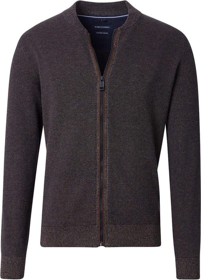 Casa Moda Klassiek Vest Met Rits Katoen 444302800-678 Bruin - XL