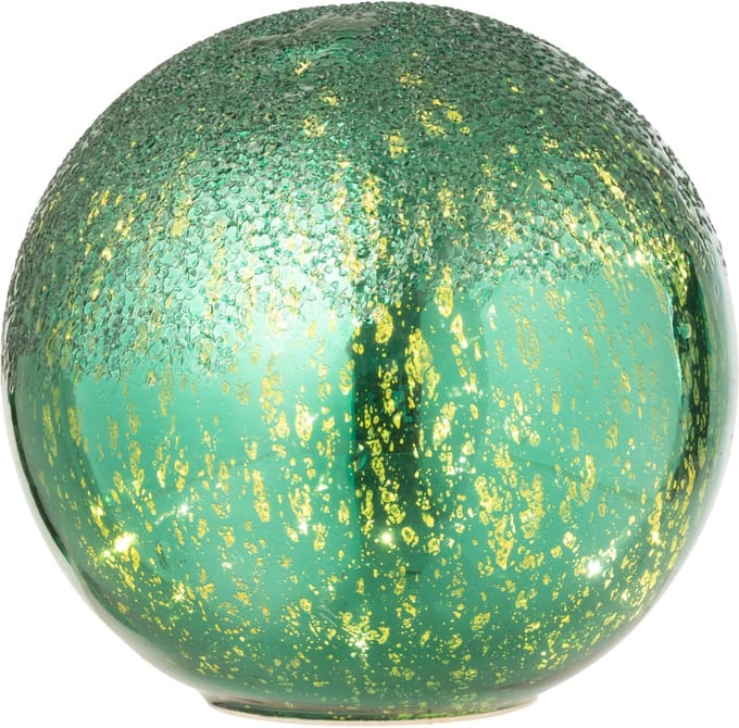 J-Line decoratie Bal Gekraakt - glas - groen - large - LED