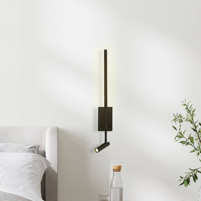 Zambelis LED wandlamp 23039, zwart, 3.000 K, 2-lamps, metaal