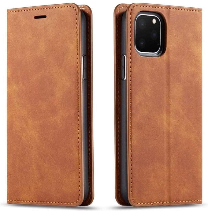 Geschikt voor Apple iPhone 12 Pro Bookcase | Bruin | Pasjeshouder | Portemonnee hoesje