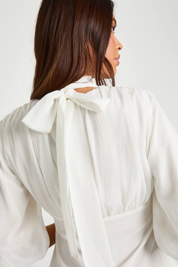 boohoo Dames Chiffon blouse met engelenmouwen | Ivory | Maat: 10