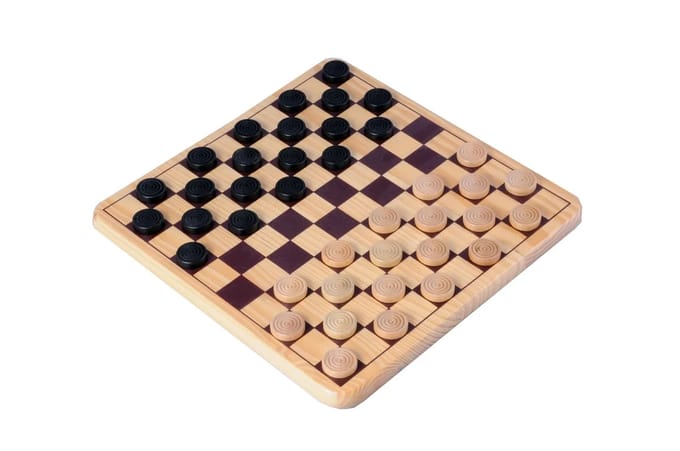 Damset compleet – Damstenen van Berkenhout Ø 30 mm – Bord 29 x 29 cm – Luxe Dambord voor Beginners & Gevorderden – Engelhart