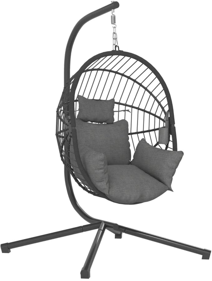 Hangstoel - Egg hangstoel - Chair - Schommelstoel - Buiten - Met standaard - Grijs