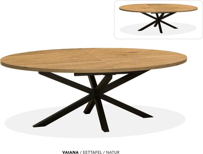 Maxfurn - Ovale uitschuiftafel 200/260 | Zeer krasvast | Kleur: Natuurlijk eiken
