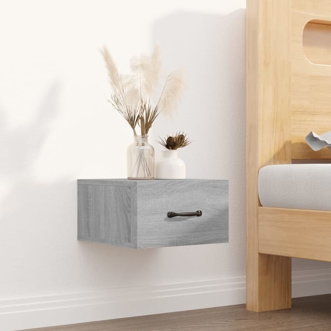 vidaXL - Nachtkastjes - 2 - st - wandgemonteerd - 35x35x20 - cm - grijs - sonoma - eiken