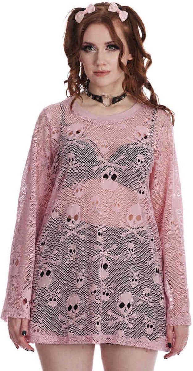 Banned - Bff Net Longsleeve top - M - Roze