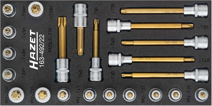 Dopsleutel-inzetset 1/2 Inch Binnen- en Torx-profiel 22 Delig