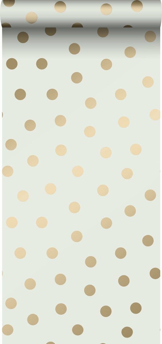 ESTAhome behang stippen gebroken wit en goud - 53 cm x 10.05 m - 139243