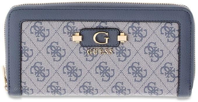 GUESS portemonnee Lindsey SLG Zip Around Wallet Slate Logo blauwgrijs