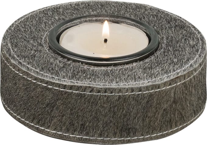 Waxinelichthouder koe grijs 13cm