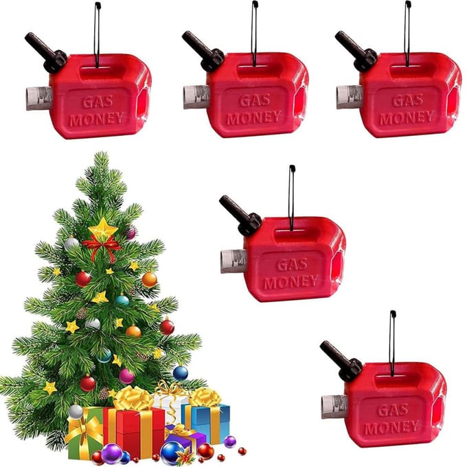 5 stks/set Rode Grappige Gas Kan Geld Houder Ornament Voor Kerstboomversieringen red