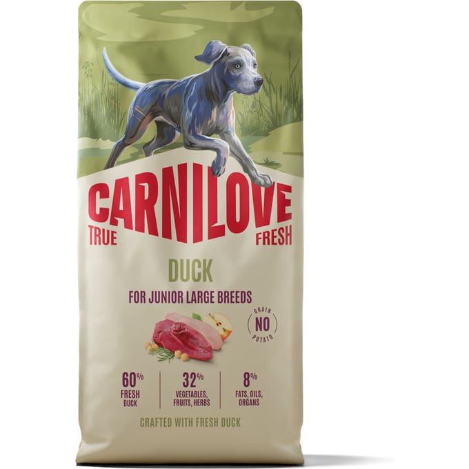 Voordeelpak: 2x 12 kg Carnilove True Fresh Junior Large Breeds met eend droog hondenvoer