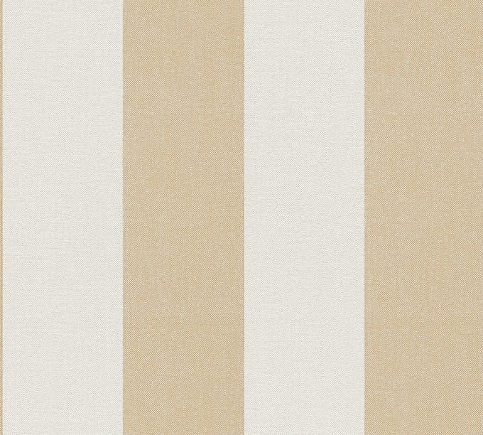 STREPEN BEHANG | Linnenstructuur - Oranje Creme Wit Bruin - A.S. Création Pure Elegance