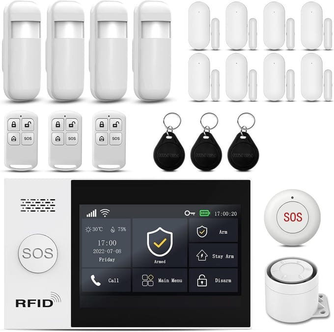Draadloos Alarmsysteem met 4G WiFi Touchscreen en 120dB Sirene