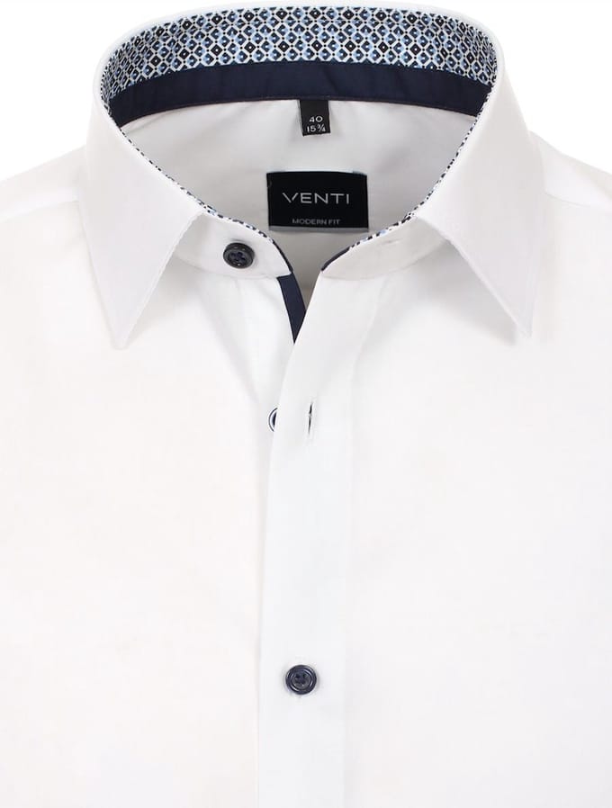 Wit Overhemd Heren Strijkvrij Modern Fit Venti 123942200-000 - S