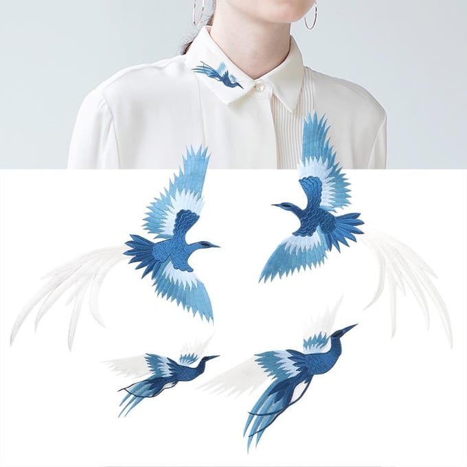 Feniks Vogel Combinatie Geborduurde Patch Stoffen Sticker Appliqué Handwerk Kledingaccessoires gray