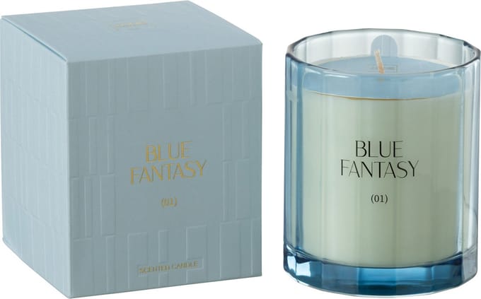 J-Line geurkaars Blue Fantasy - glas - blauw - 30U