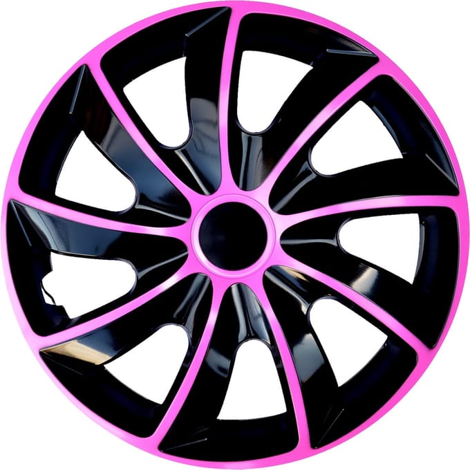 NRM Bicolor - Wieldoppen 13" - Set van 4 stuks / Kunststof - Roze/Zwart