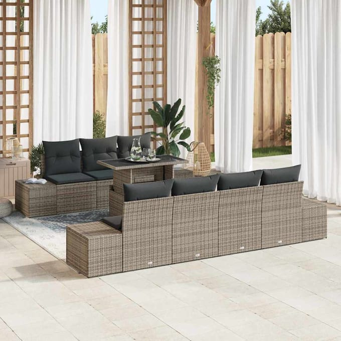 vidaXL - Tuinbank - Set - 8 - st - Grijs - 100 - x - 55 - x - 73 - cm