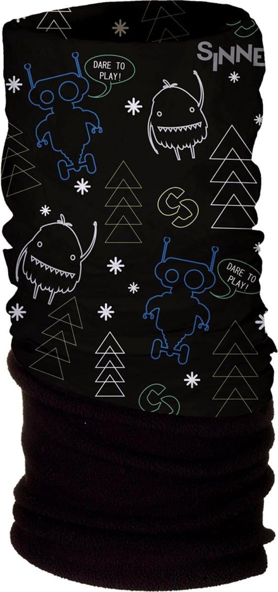 Sinner Fleece Kids Bandana 'Robots' - Black