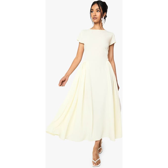boohoo Dames Getextureerde Volume Rok Midaxi-jurk | Citroen | Maat: 36