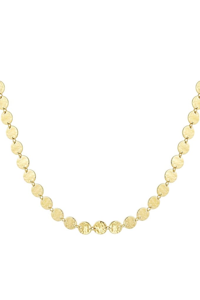 Bijoutheek Collier Rondjes Gehamerd Goudkleurig