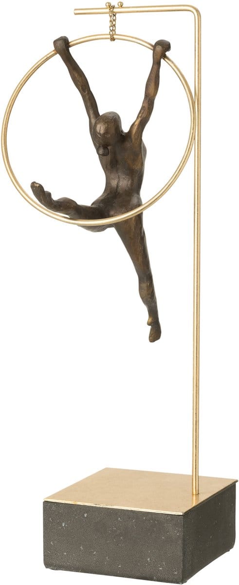 J-Line decoratie Gymnast Hoepel Beta - polyresin - zwart/goud