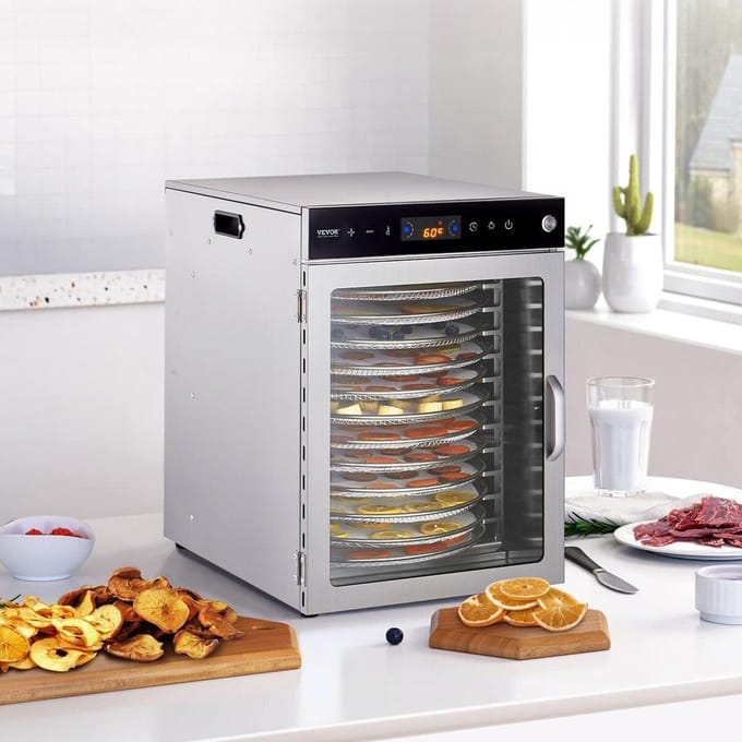 12 Lades Roterende Voedseldroger Machine Roestvrij Staal 800W Fruit Drogen