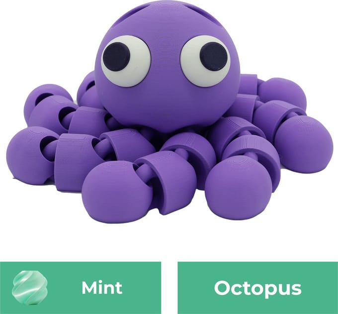 Flexibele octopus beeld – Decoratief beeld - Mint - 3d geprinte beeld – Unieke woondecoratie - 25CM