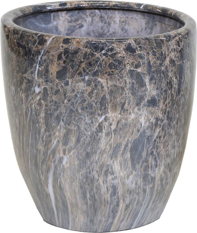 Bloempot egg hoog marmerlook emperor d39h42 grijs