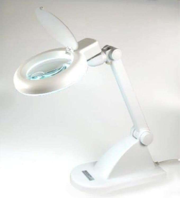 Loeplamp met led verlichting - Loeplamp met rolstatief - Wit
