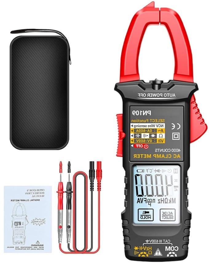Multimeter Amperetang - Digitale Tester - Elektrische Metingen - Verlicht LCD Scherm - 4000 Counts - Rood