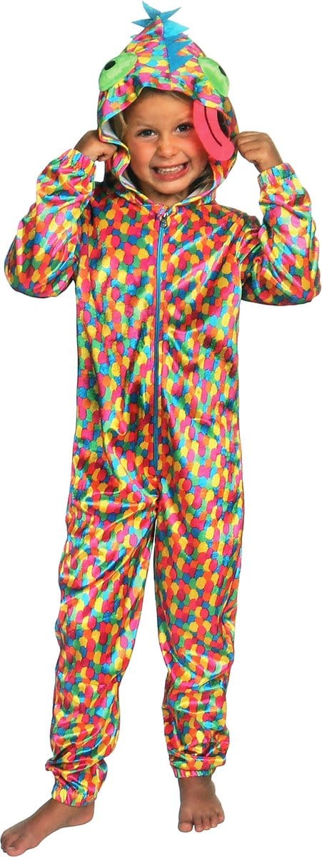Kinder Kameleon Onesie met Capuchon, Verkleedkleding, Kinderkostuum