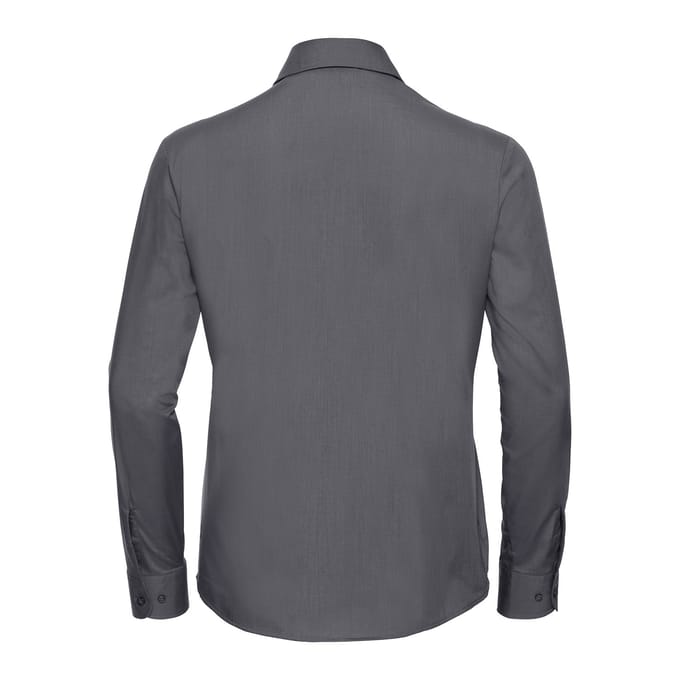 Russell Collection Dames/Dames Poplin Easy-Care Overhemd met Lange Mouwen (Konvooi Grijs)