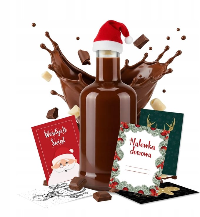 Bimberek Tadek Serie - Glazen Cadeaufles - 250ml - Etiket en Kerstmuts - Transparant