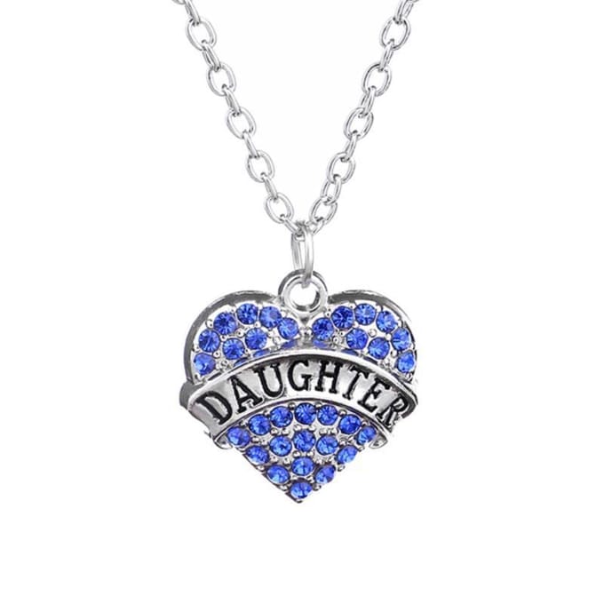 Fako Bijoux® - Ketting - Hart - Kristal - Daughter - Blauw