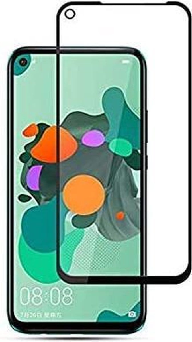 Screenprotector Glas - Full Curved Tempered Glass Screen Protector Geschikt voor: Huawei Mate 30 Lite / Huawei Nova 5i Pro  - 1x